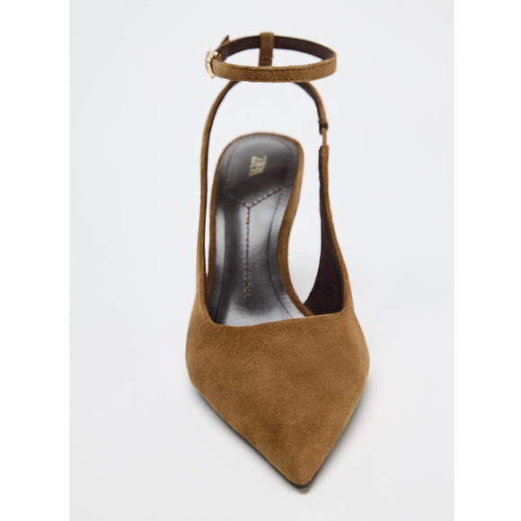 RARE!!! ZARA Brown Suede Leather Slingback Heels NWT 🤎 - Picture 15 of 16